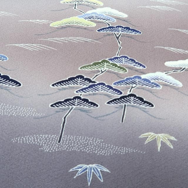 上野屋四代目 上野眞落款 正絹 着物“桜や松竹梅、花開く空模様”訪問着F-17