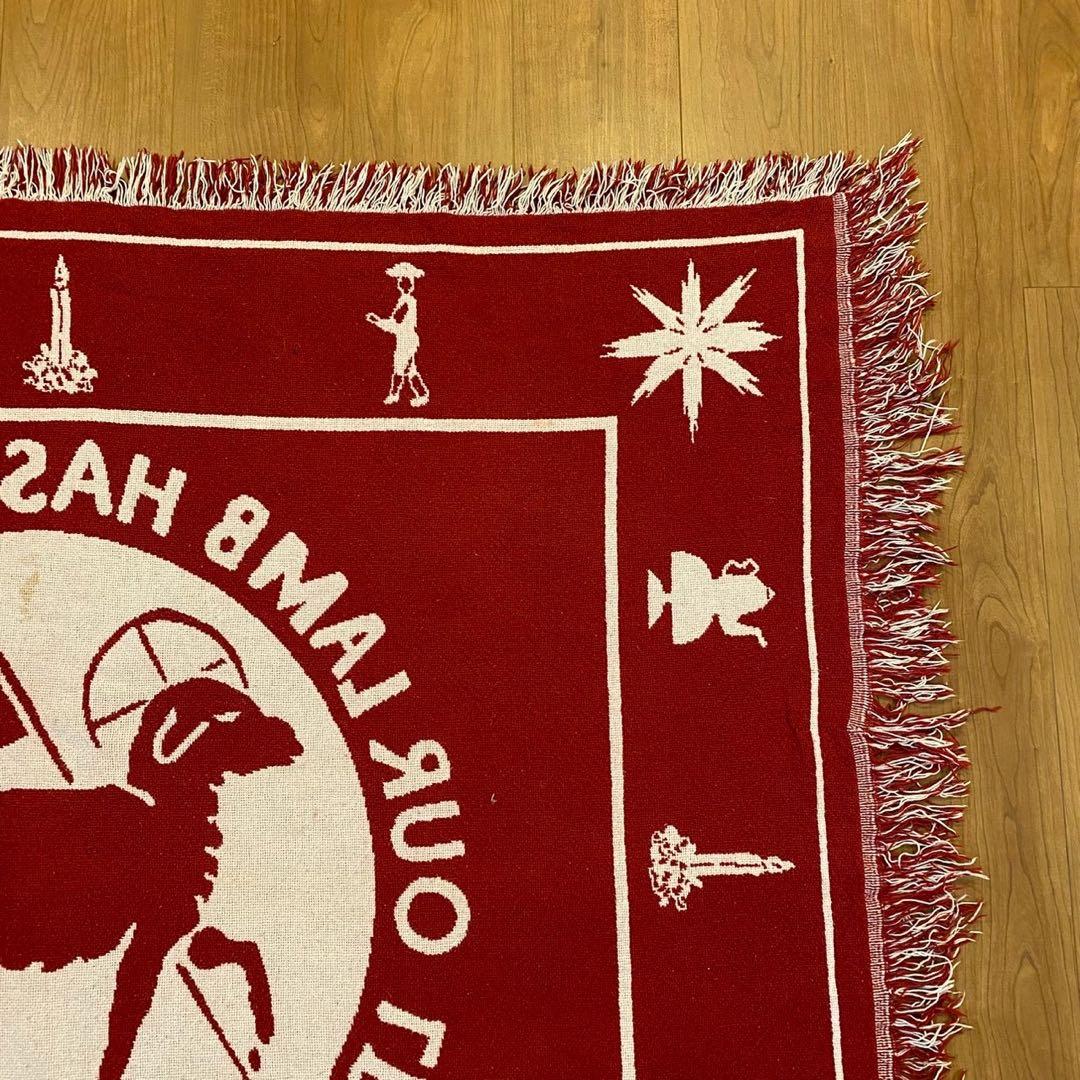 聖書文言 ラムモチーフ ヴィンテージ ゴブラン織 ラグ 両面配色　140×118