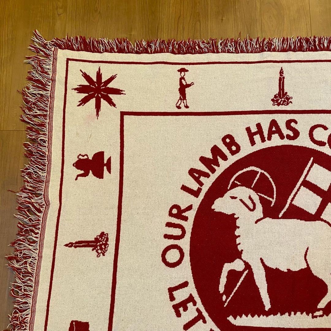 聖書文言 ラムモチーフ ヴィンテージ ゴブラン織 ラグ 両面配色　140×118