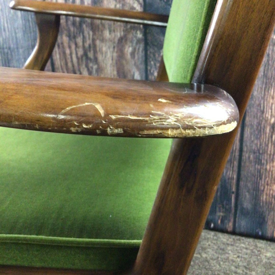 カリモク コロニアル デスクチェア グリーン オールドカリモク