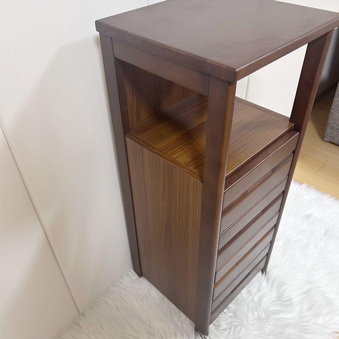 スリム収納　天然木　ELSA エルサ　幅34 電話台　FAX台 プリンター台