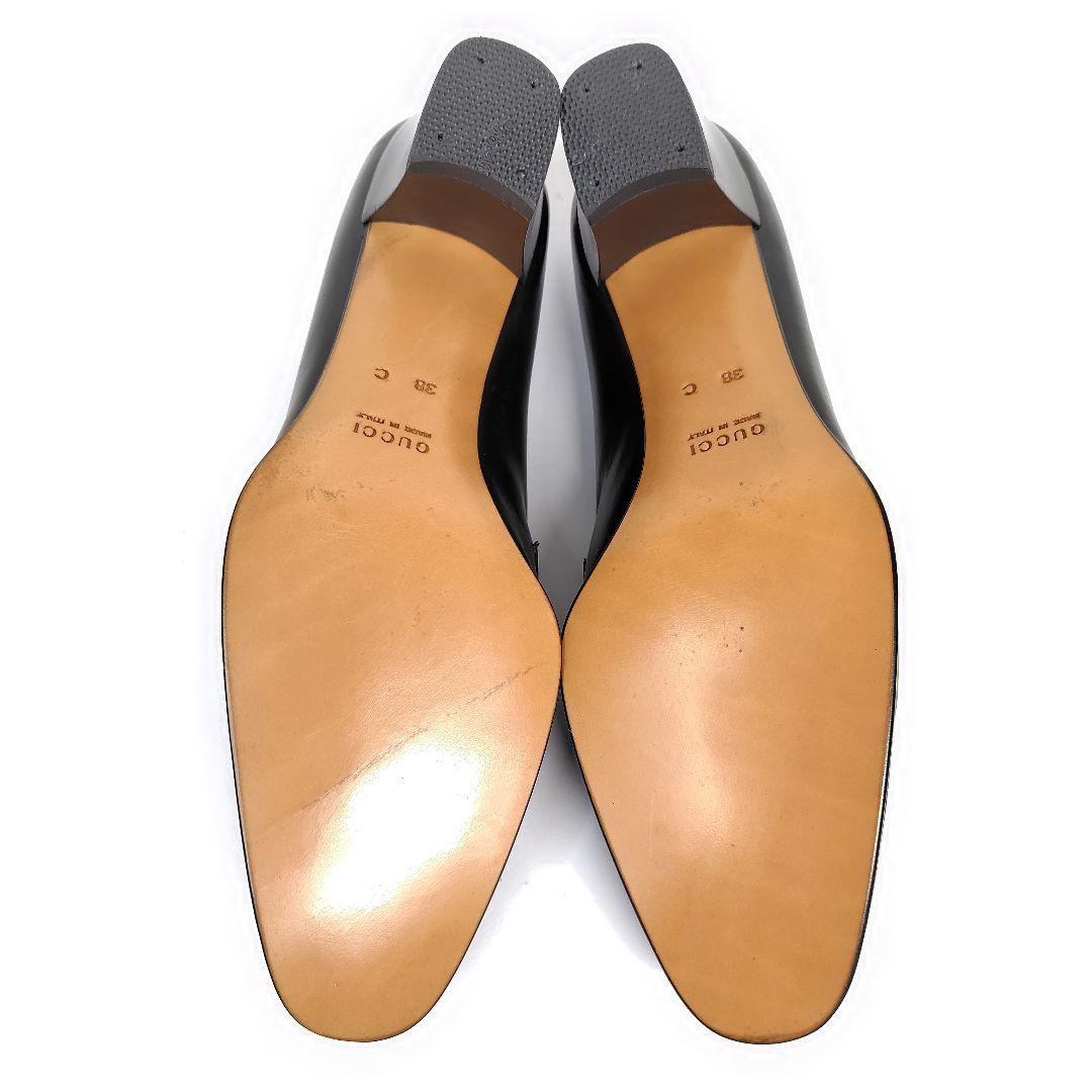 ★katxxx様★グッチ ローファー 38C パンプス ロゴ プレート レザー