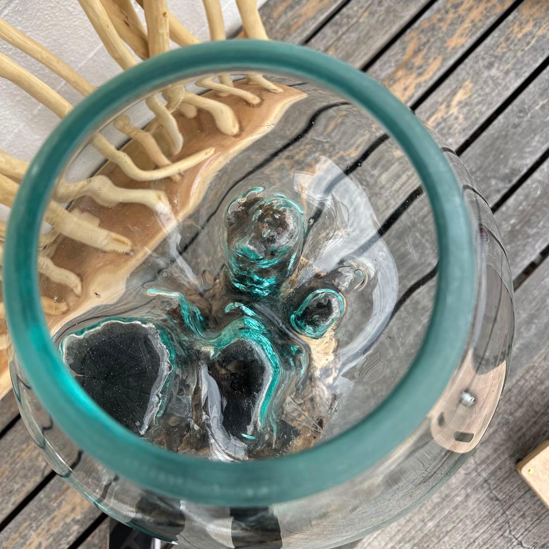 【送料無料】バリ島流木ガラスビッグサイズw30×d35×h102cmメダカ7-A