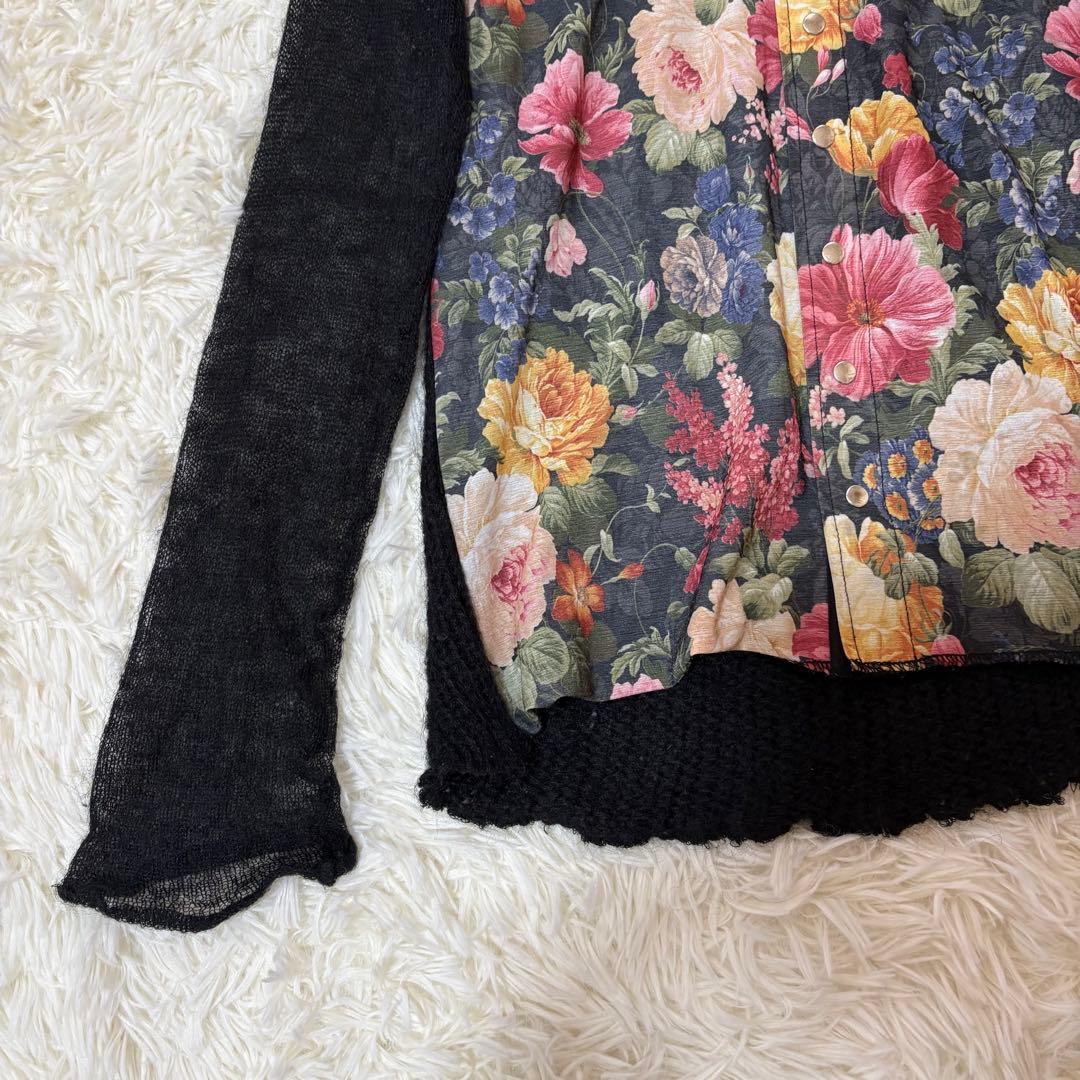 トリココムデギャルソンAD2013 花柄 切替え モヘア ニットシャツ Sサイズ