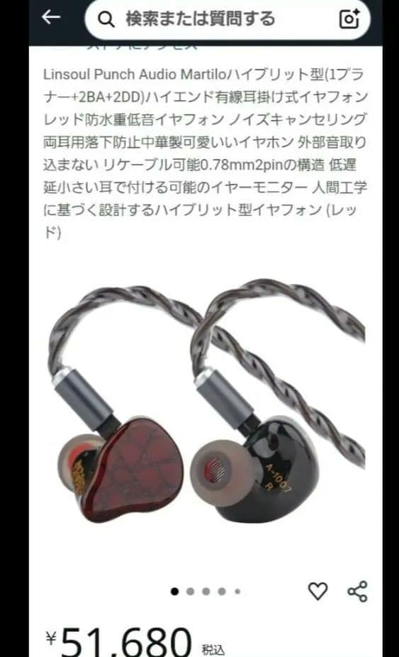 未使用未開封　PUNCHAUDIO MARTILO 有線イヤホン　他社イヤピ付き
