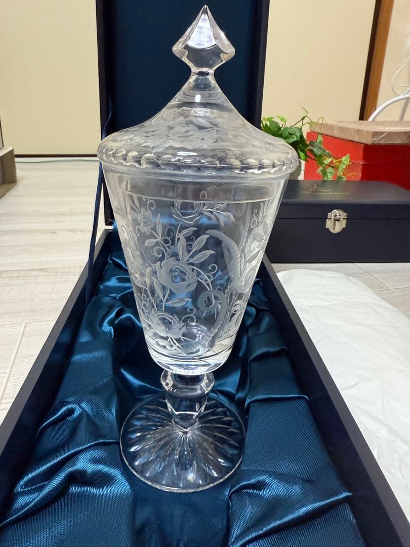 マイセン　花柄エッチングクリスタル　グラス