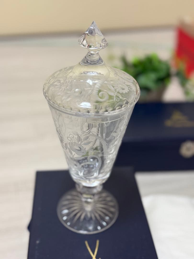 マイセン　花柄エッチングクリスタル　グラス