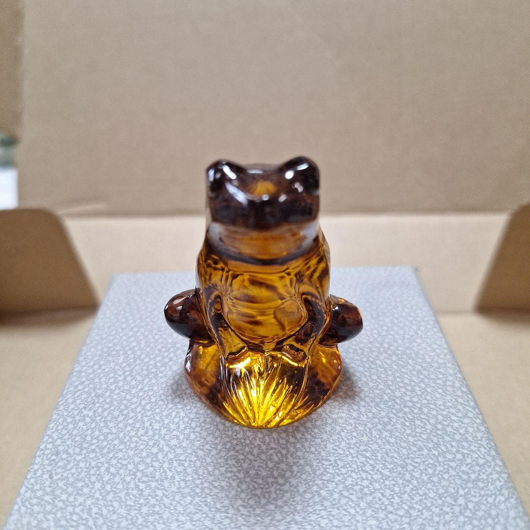 LALIQUE 琥珀色 カエルの置物