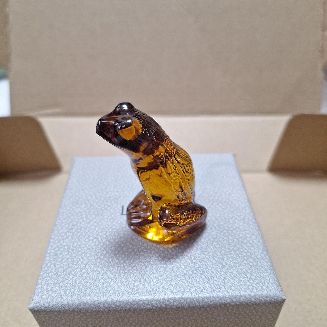 LALIQUE 琥珀色 カエルの置物