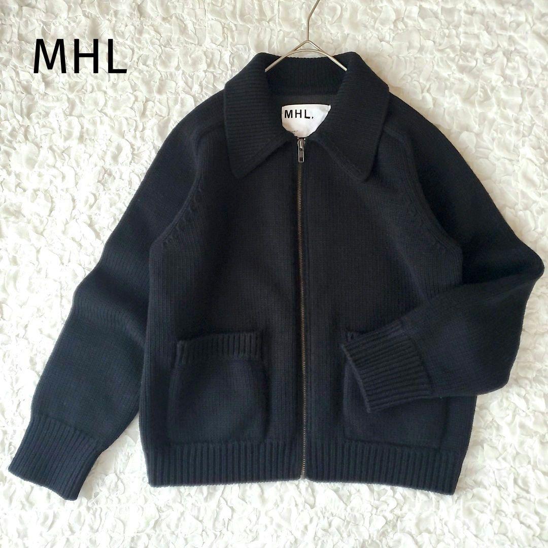 MHL マーガレットハウエル ニットジャケット ジップアップ カーディガン 黒