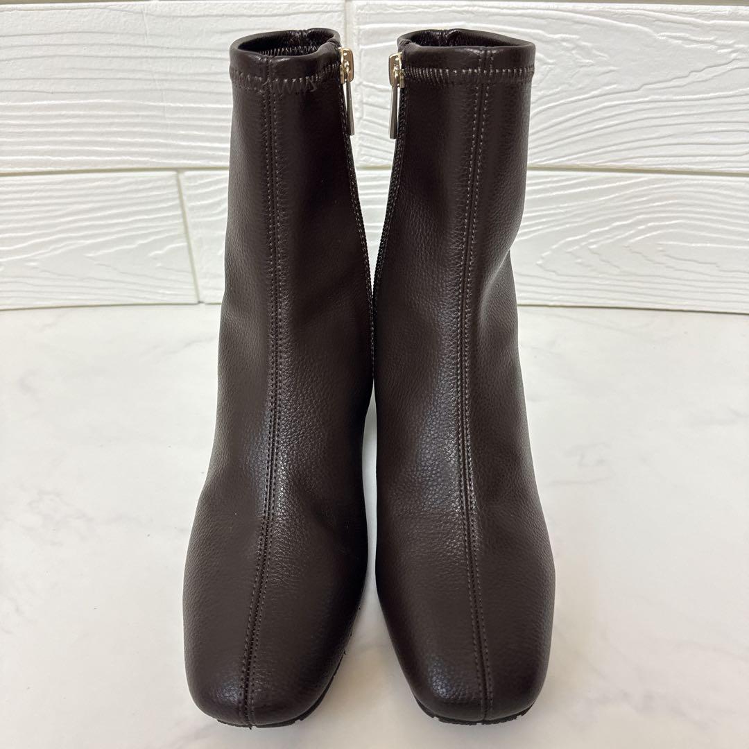 LE TALON 5cmスクエアフィットショートブーツ ブラウン M 箱付き