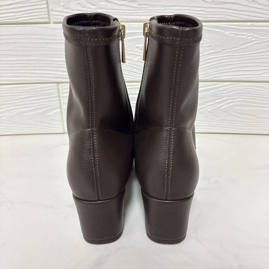 LE TALON 5cmスクエアフィットショートブーツ ブラウン M 箱付き