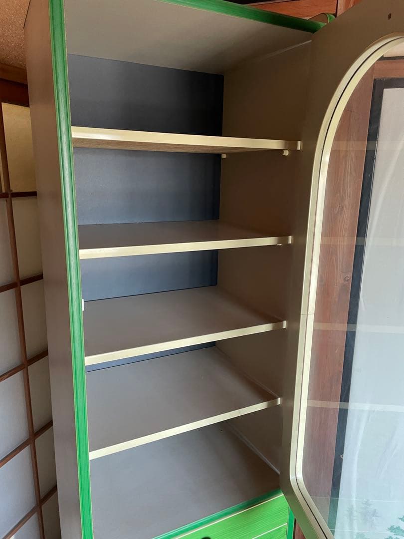 昭和 レトロ ポップ 収納タンス 飾り棚 収納棚 ポップカラー アーチ窓