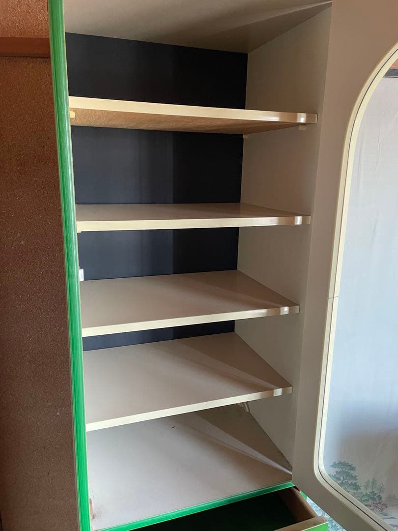 昭和 レトロ ポップ 収納タンス 飾り棚 収納棚 ポップカラー アーチ窓