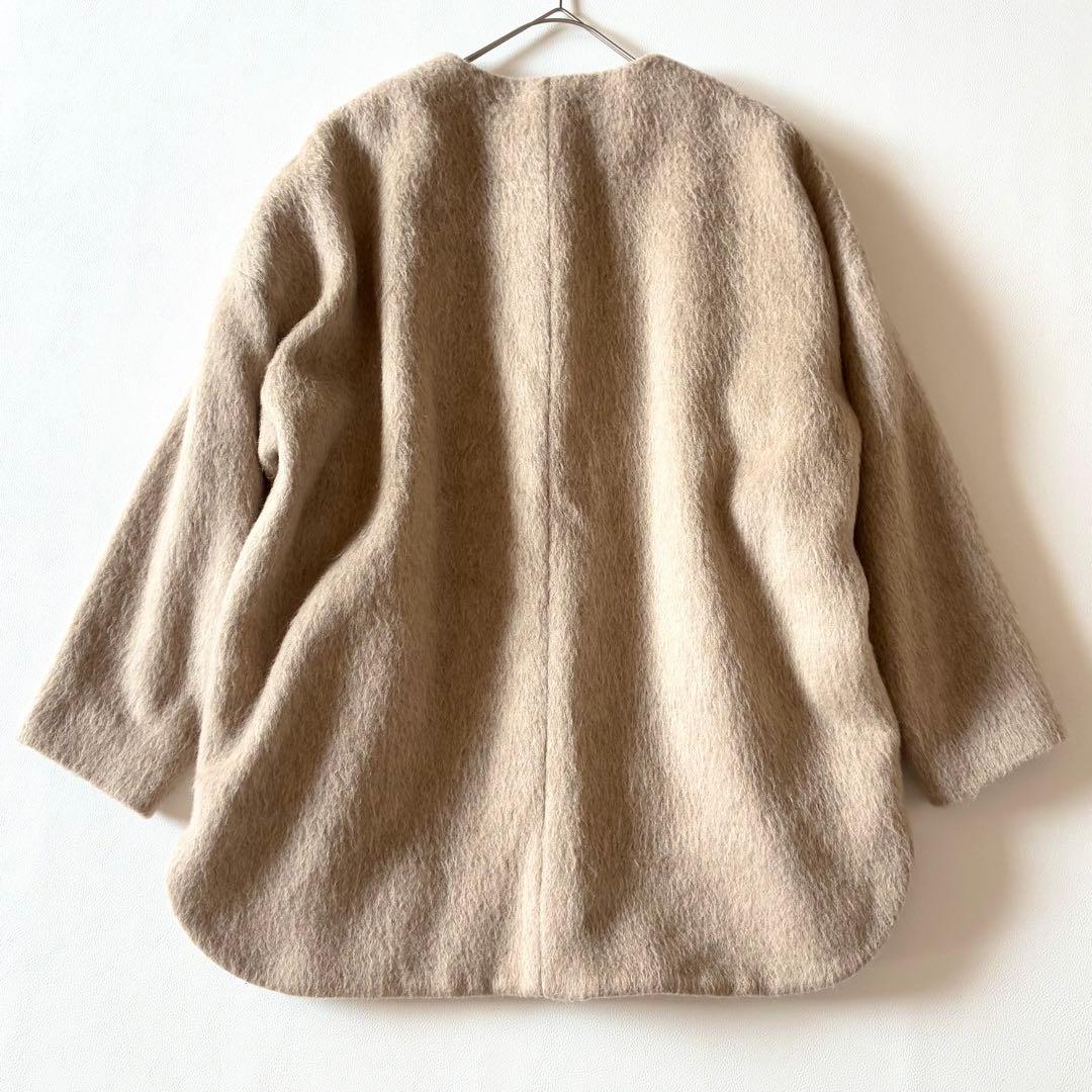 ノット　現行　TOMORROWLAND　ノーカラーシャギーコート　ウール　モヘア