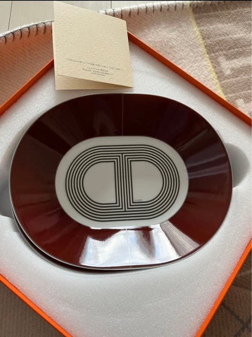 エルメス　HERMES ラリー24 オーバルプレート　2枚セット　レッド