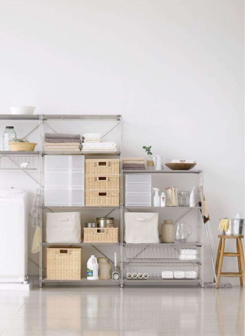 ⭐️美品⭐️無印良品⭐️スチールユニットシェルフ⭐️大⭐️木製棚⭐️帆立3本⭐️グレー