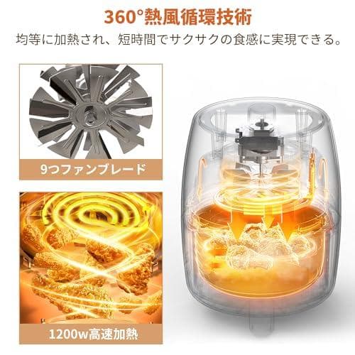 ノンフライヤー エアフライヤー 一人暮らし 1~2人用 2L コンパク_corg