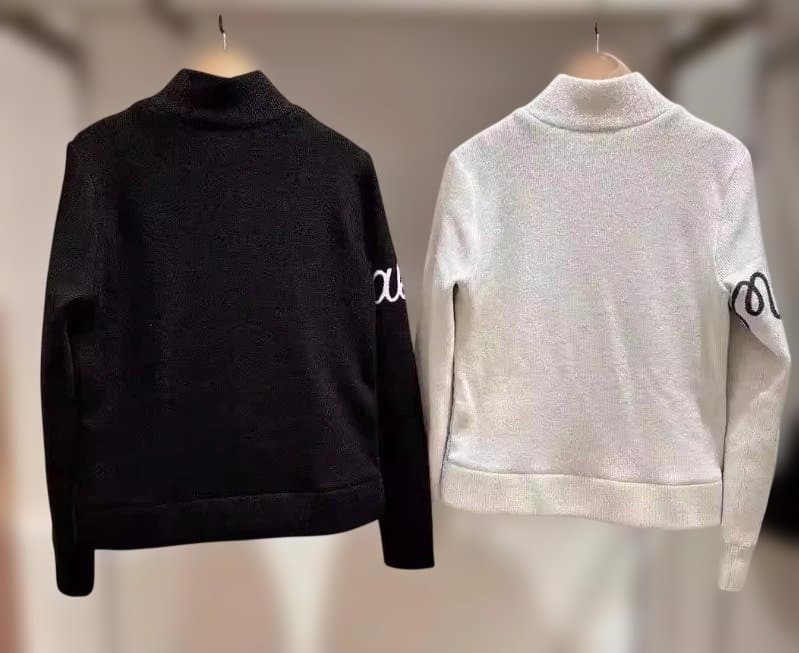 Malbon ゴルフ レディース 防寒 ダウン ニット ジップアップ