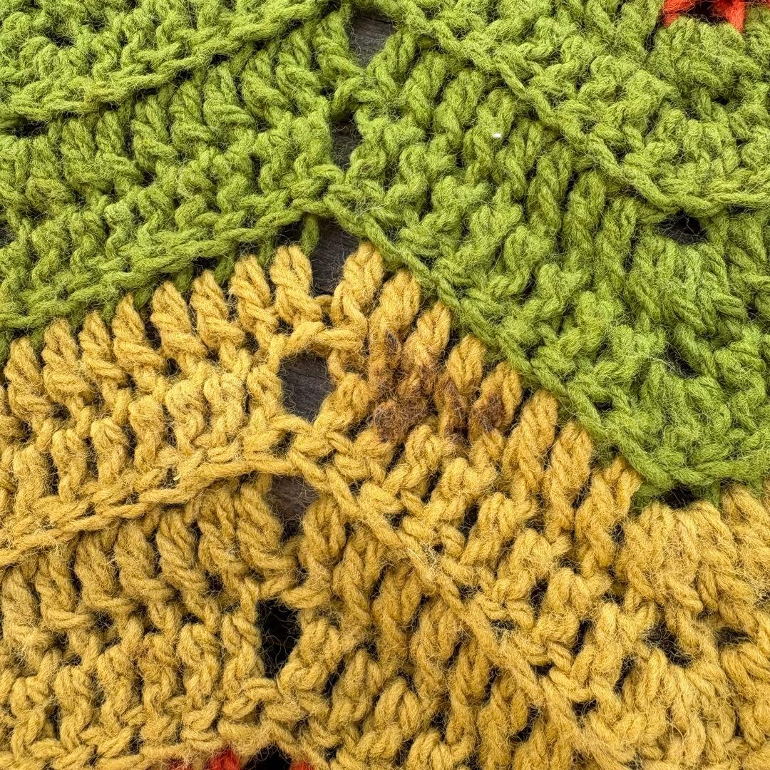 【USA vintage】グラニーブランケット ギザギザ レトロカラー