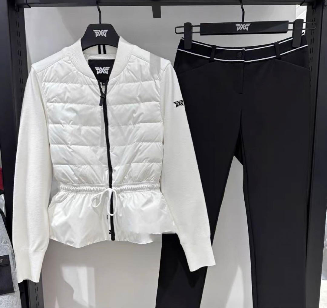 PXG 新作ゴルフ ウェア レディース ジャケット ダウン ニット トップス白L