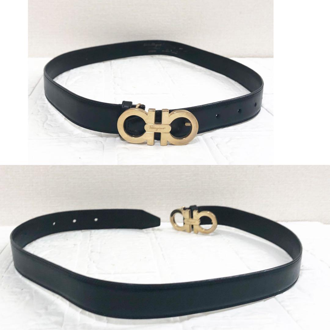 フェラガモ　ベルト　ダブル　ガンチーニ　ブラック