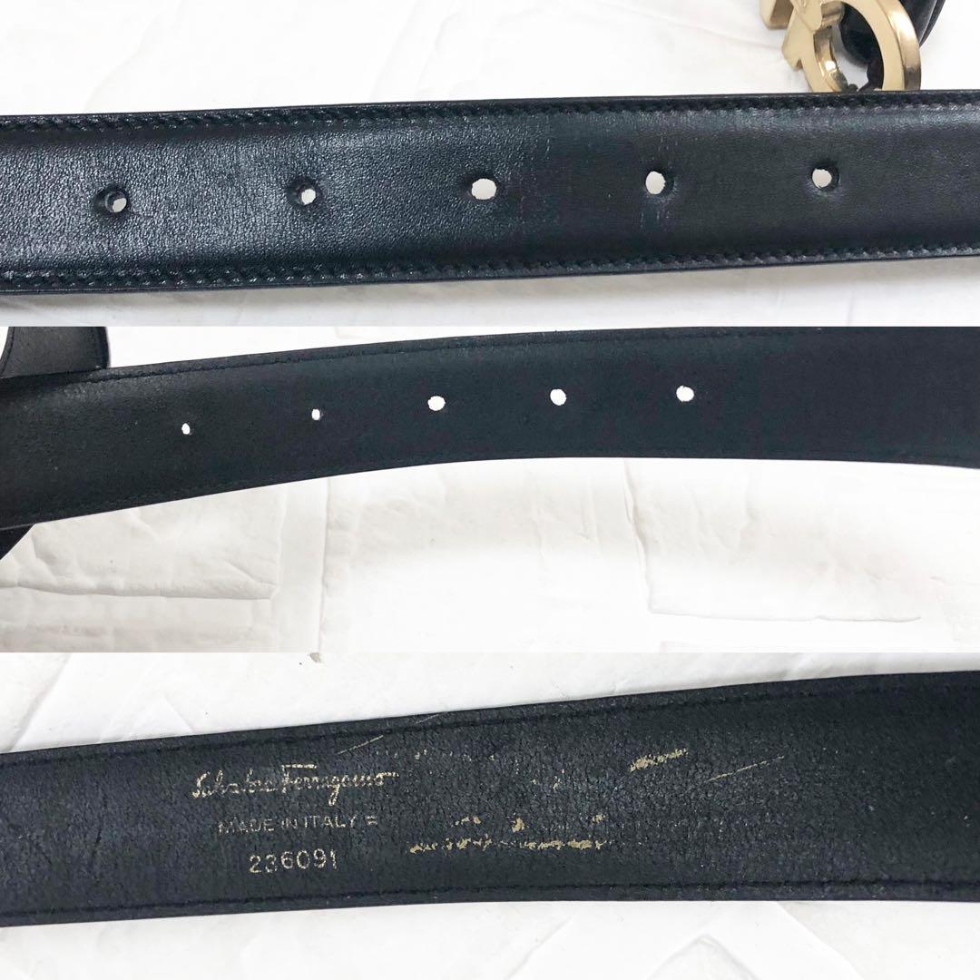 フェラガモ　ベルト　ダブル　ガンチーニ　ブラック