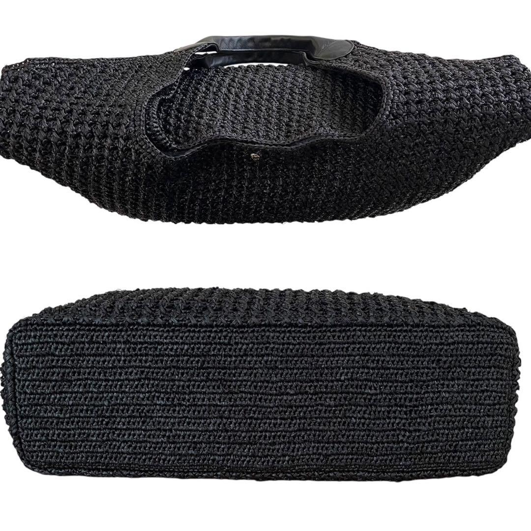 美品　ヘレンカミンスキー　かごバッグ　ラフィア　ブラック　大容量　トートバッグ夏