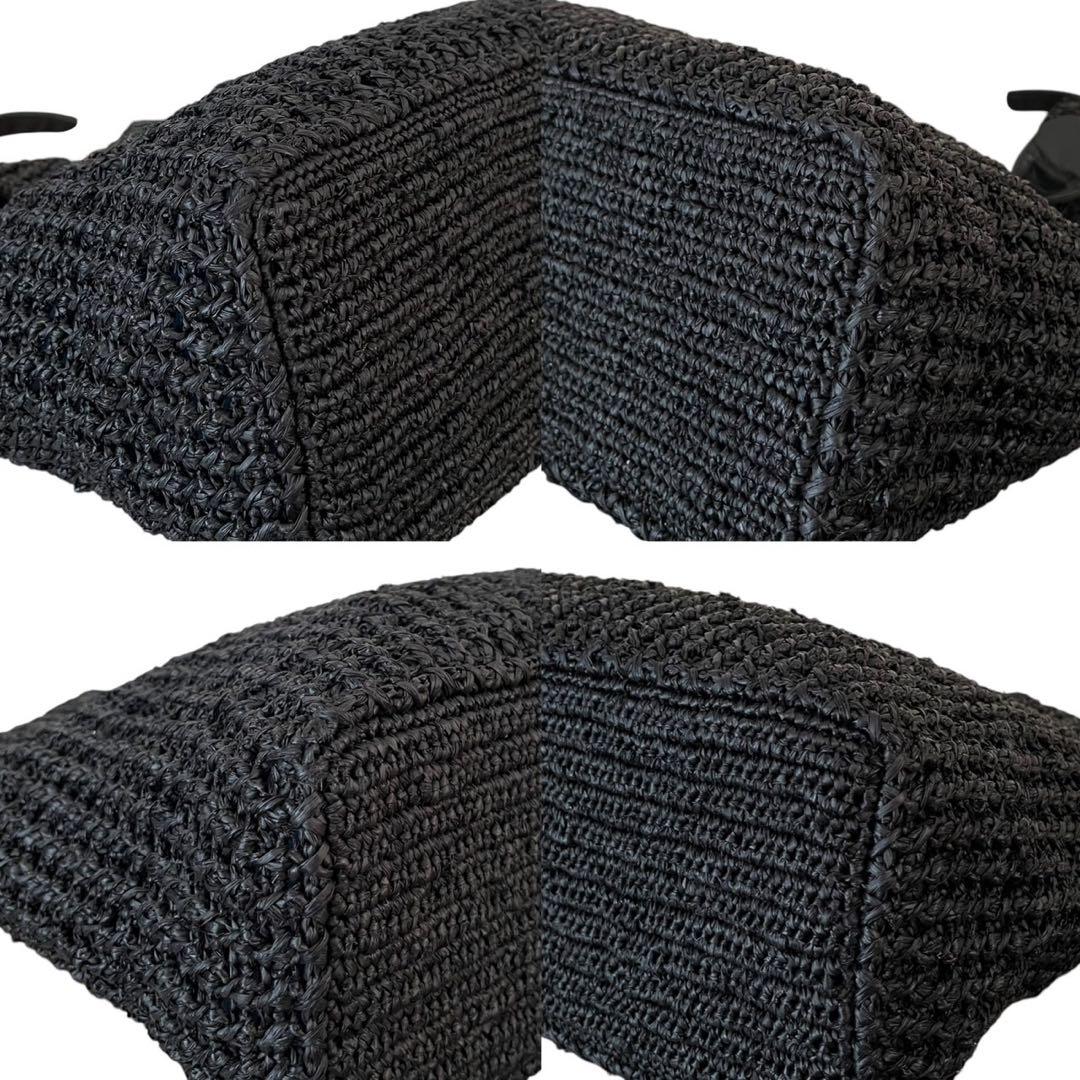 美品　ヘレンカミンスキー　かごバッグ　ラフィア　ブラック　大容量　トートバッグ夏