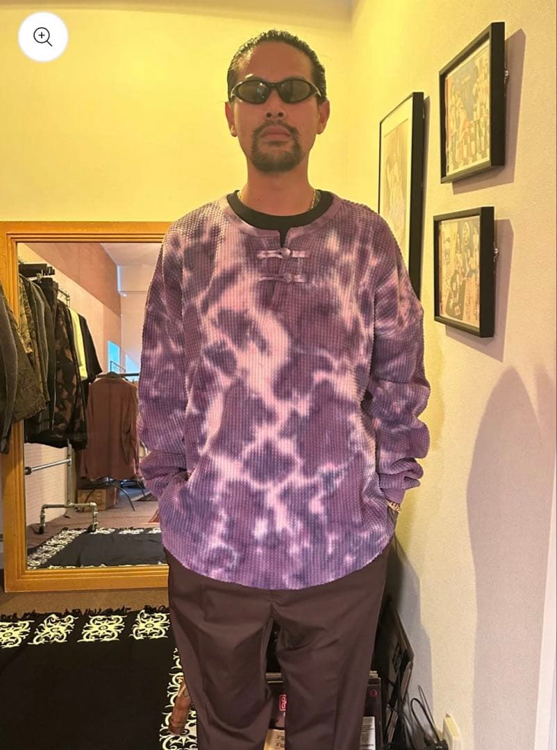 トップス exodus Oriental Tie Dye Henry Neck Shirt