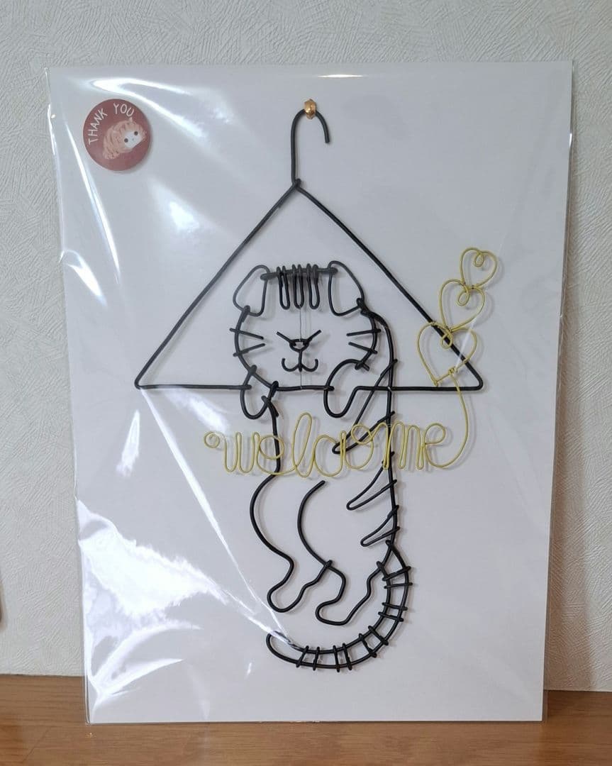 ワイヤーアート　ワイヤークラフト　ハンガー猫　inutade