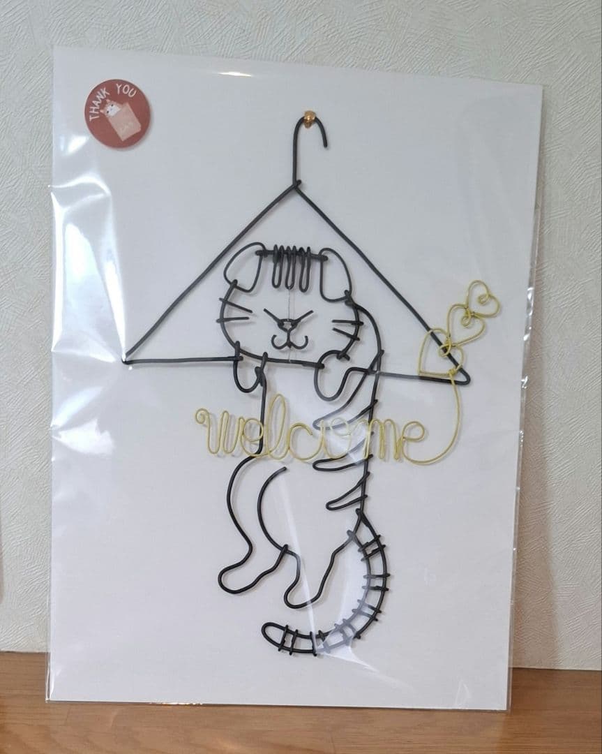ワイヤーアート　ワイヤークラフト　ハンガー猫　inutade
