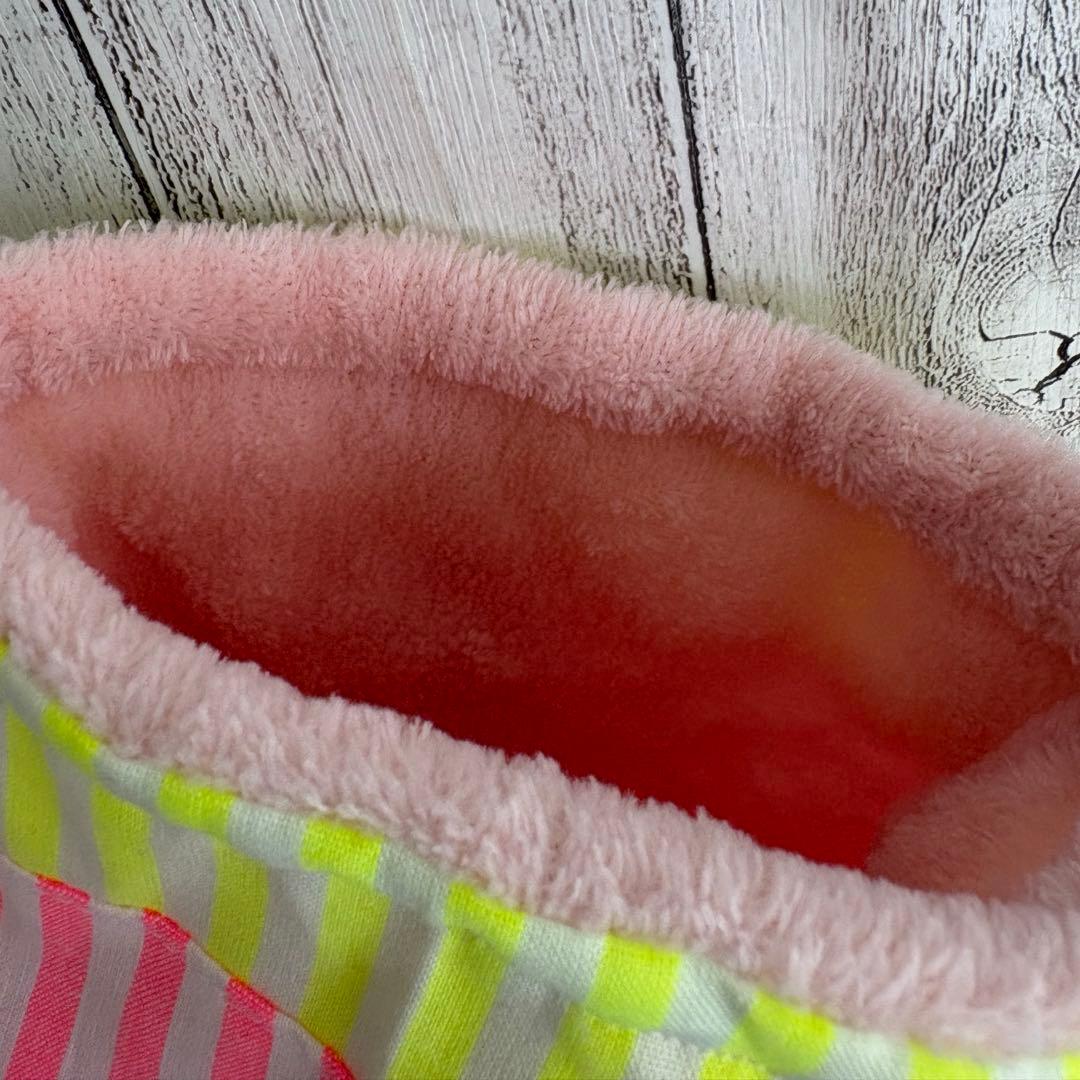 フクモモ仲良し巾着ポーチ　蛍光ストライプ①