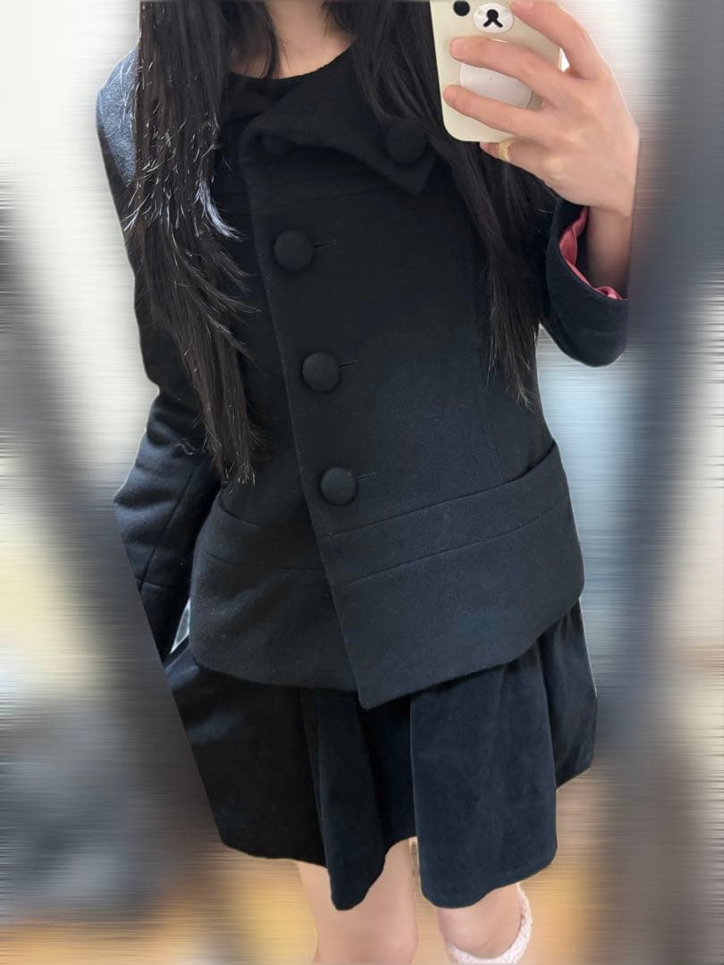 黒ショートコート 日本感性 バレエコア フェアリーグランジ フェアリーコア