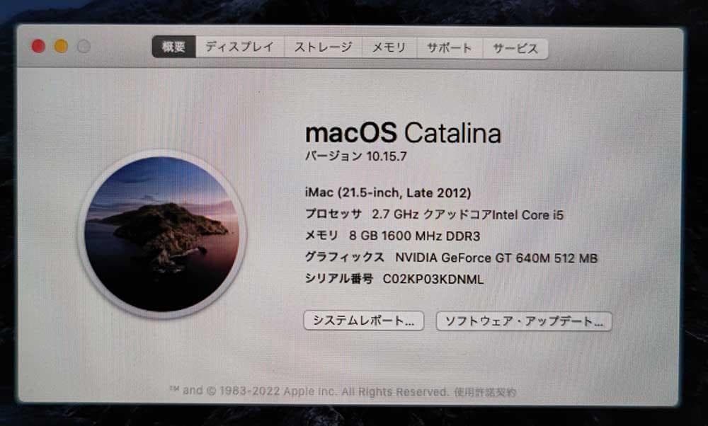 Macデスクトップ iMac 21.5-inch Late 2012 8GB 1TB
