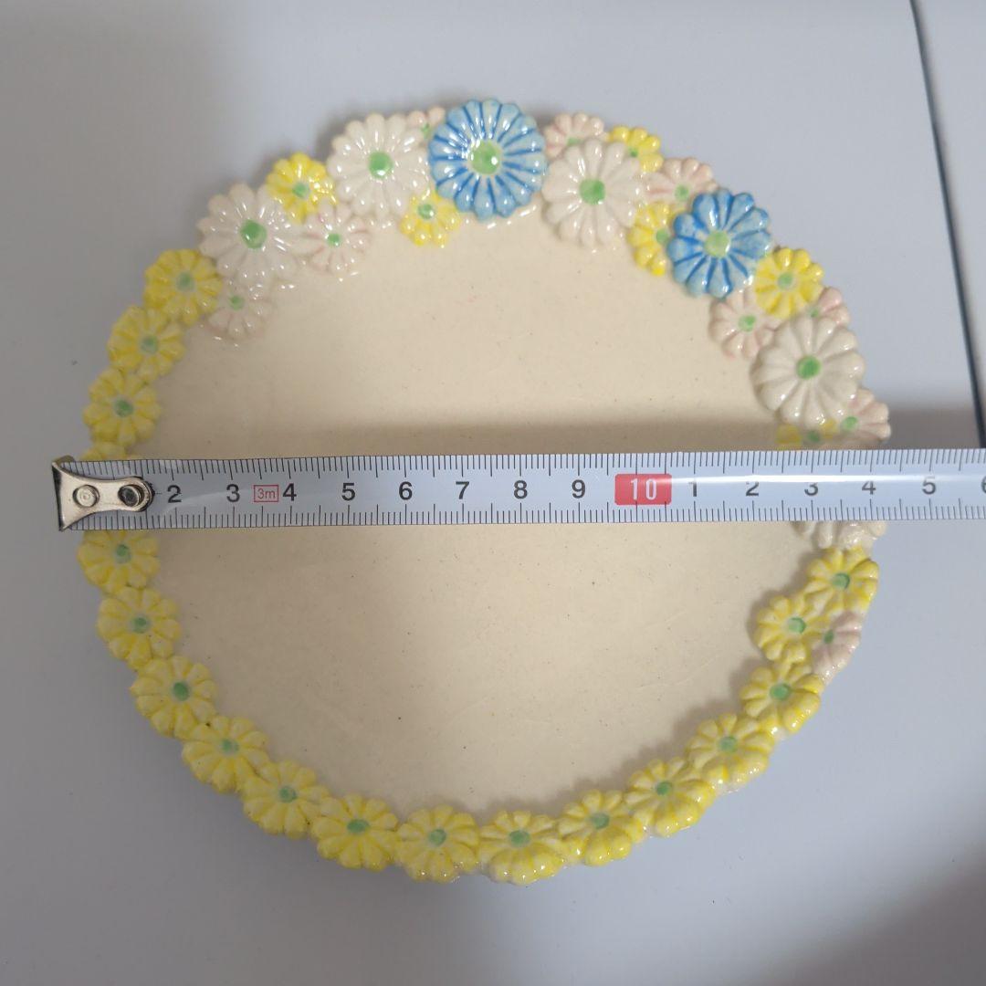 新品未使用 つちのわ 花柄陶器プレートセット（大・小） 花かんむり 作家作品