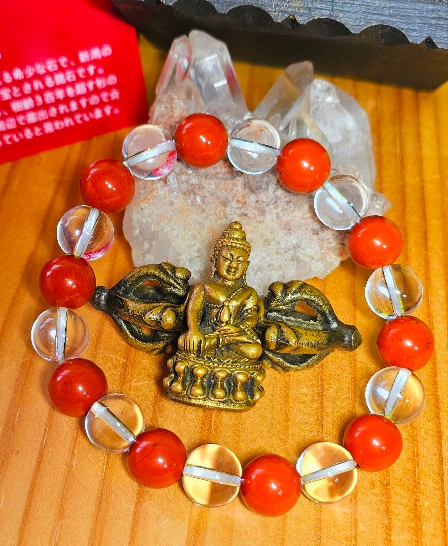 金運最強‼️金色の大黒天さまと佐渡の赤玉石のブレスの2個セット‼️