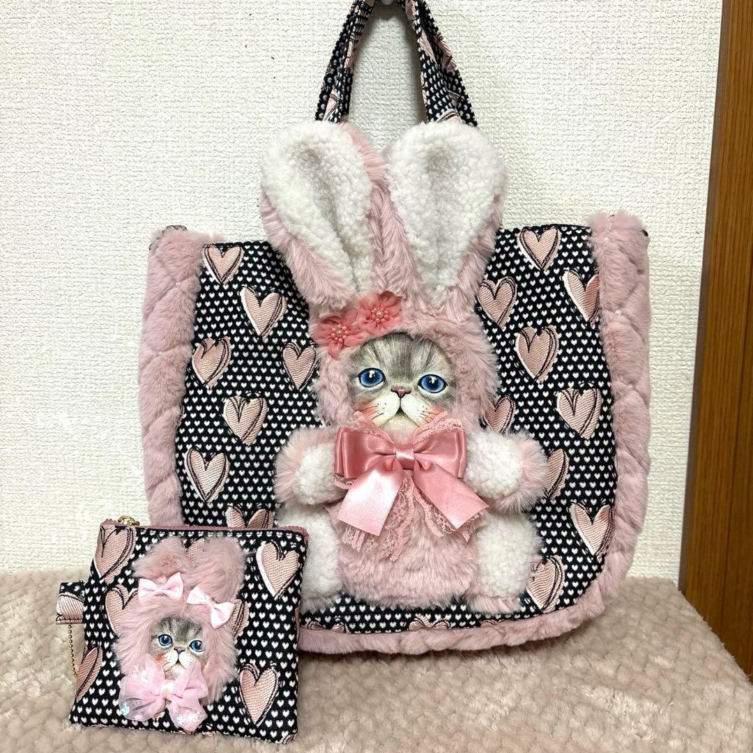 コヤンイサムチョン　ふわモコうさぎルミちゃん　ラウンドトート＆ミニポーチ