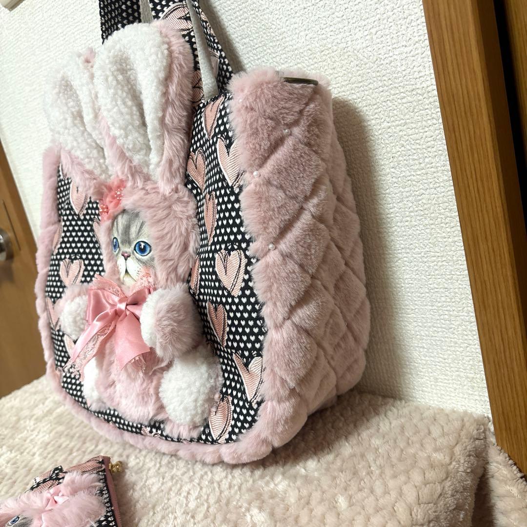 コヤンイサムチョン　ふわモコうさぎルミちゃん　ラウンドトート＆ミニポーチ