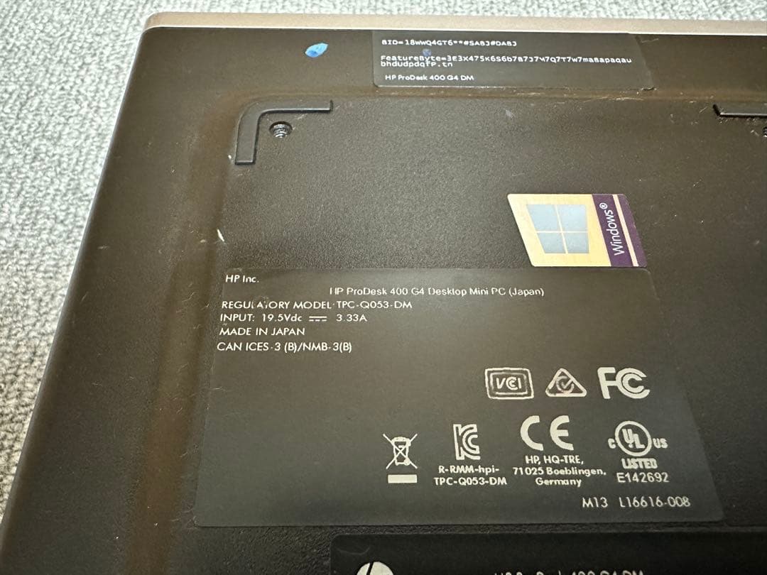 すぐ使用可能：HP EliteDesk 400 G4 SSD Office付き