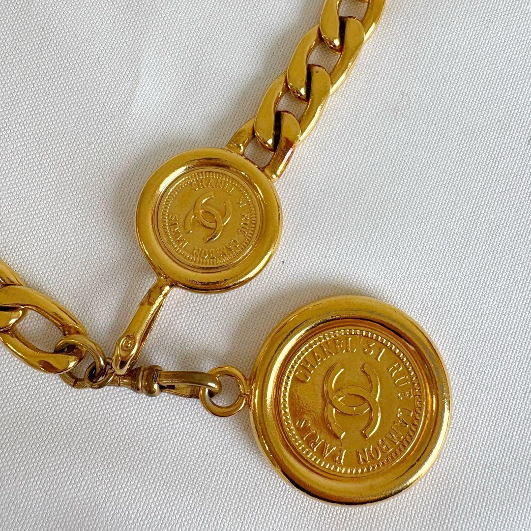 ④中古CHANEL シャネル ココマーク チェーンベルト ゴールド ヴィンテージ