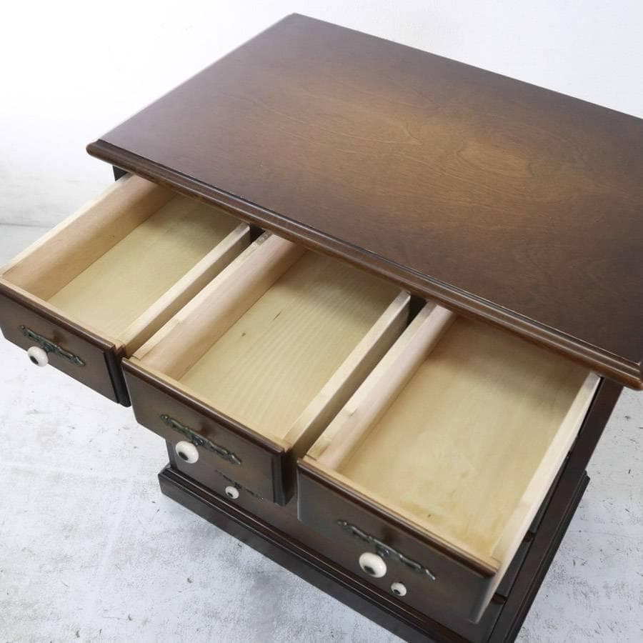 飛騨産業 キツツキ 4段 ローチェスト 引き出し6杯 クラシカル家具