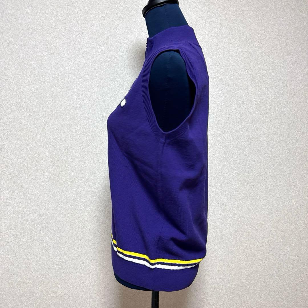 【新品タグ付】23区ゴルフ・ジップアップ　ベスト　パープル　ワッペン付　L
