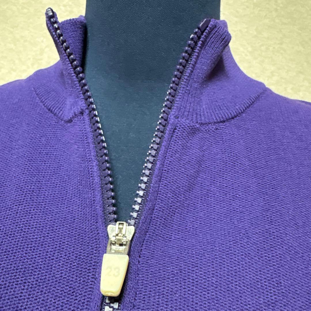 【新品タグ付】23区ゴルフ・ジップアップ　ベスト　パープル　ワッペン付　L