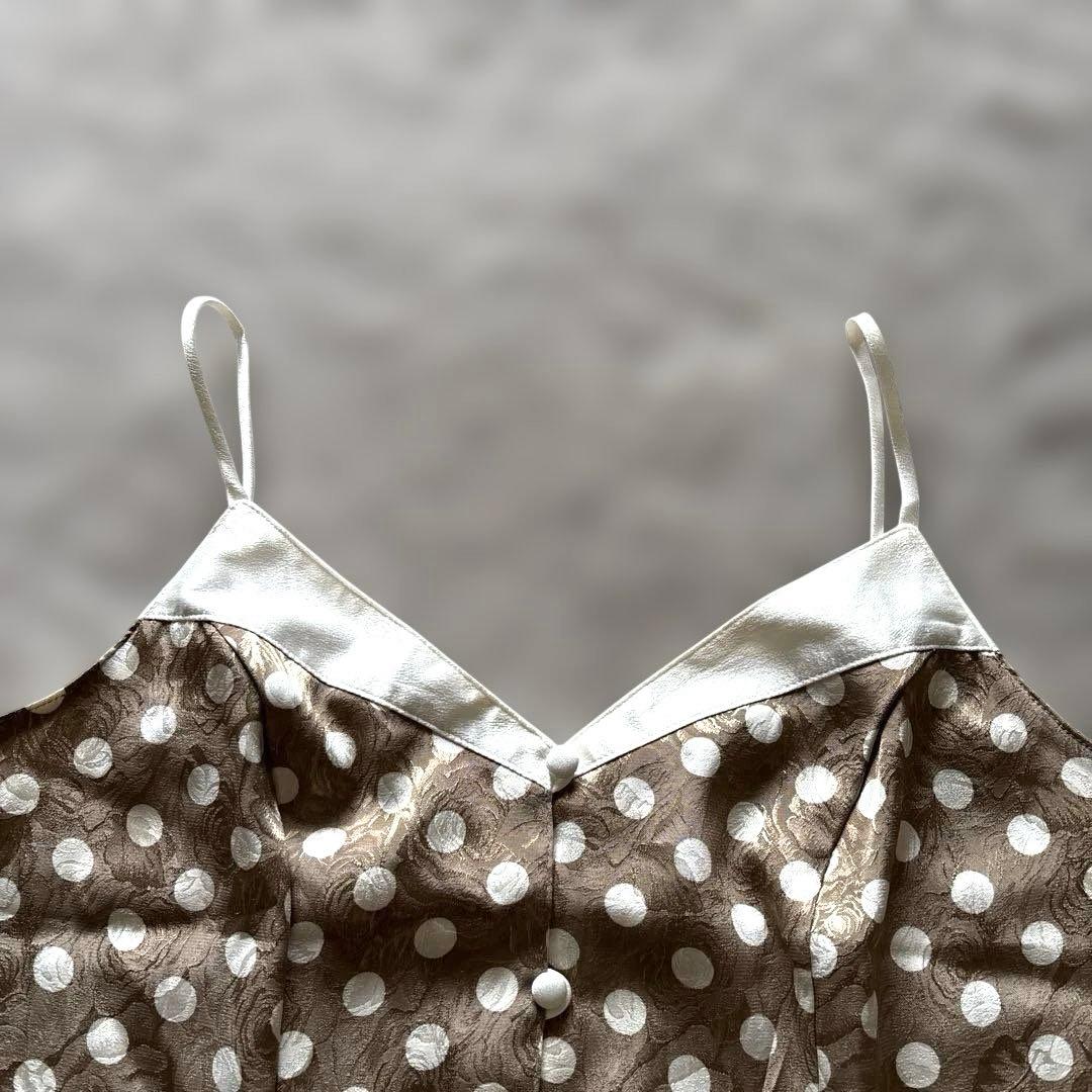 希少 美品 クリスチャンディオール ドット柄ゴールドキャミソール