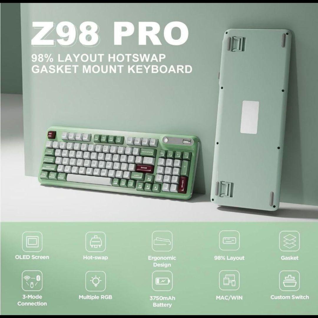 【美品】Kzzi Z98 メカニカルキーボード 抹茶グリーン ガスケット搭載