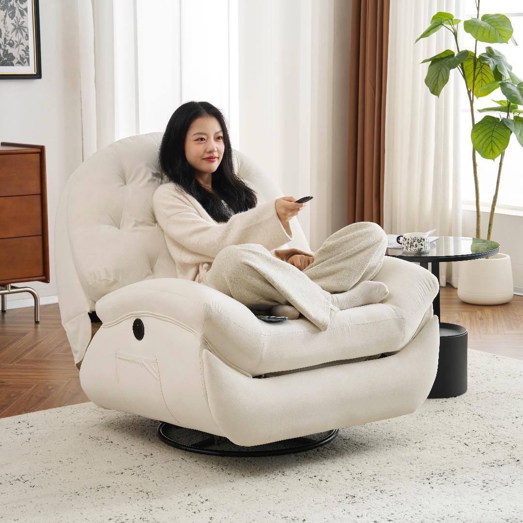 電動1人掛けソファー リクライニングチェア 270度回転 背調節105-165