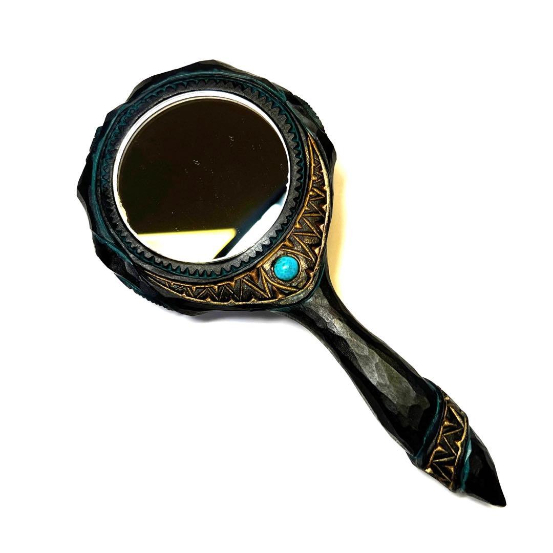 アイヌコタン西田智三さん　ミラー　手鏡瑪瑙　オニキス　アメジスト ターコイズ