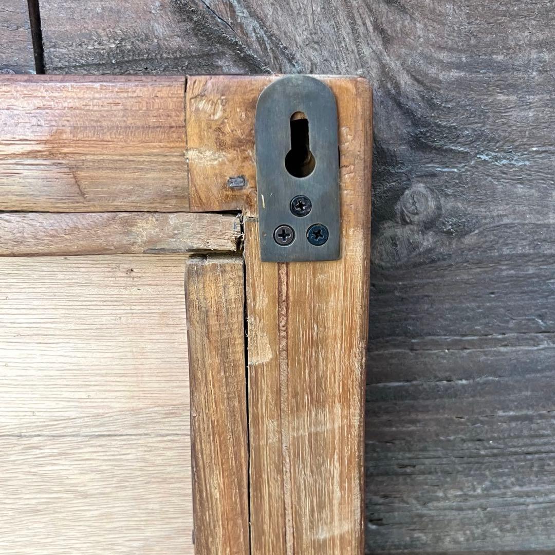 一点物 オールドチーク材の壁掛け鏡 80cm × 60cm 木製フレーム 無垢材