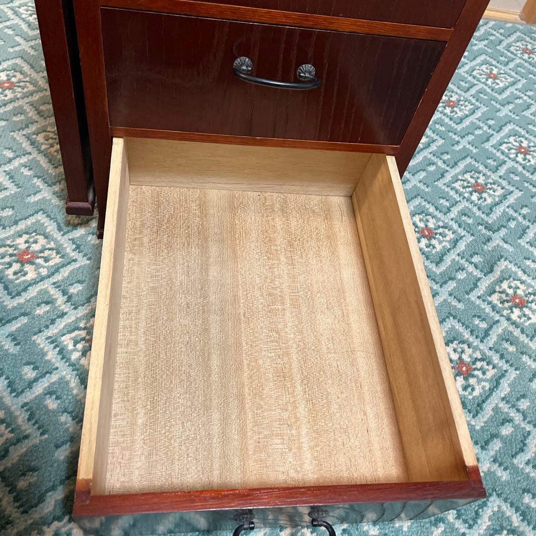 アンティーク和風 折りたたみ文机 3引き出し